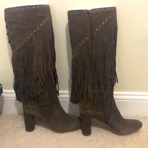 INC suede fringe boots